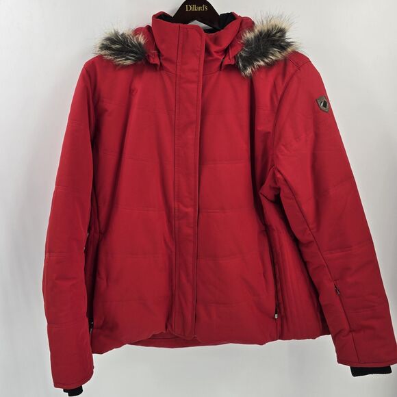 Obermeyer Tuscany II Womens Sz 20 Confetti Jacket Fur Hood Red Parka Winter Coat - Picture 3 of 10